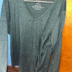 Torrid Teal V-Neck Long Sleeve Shirt